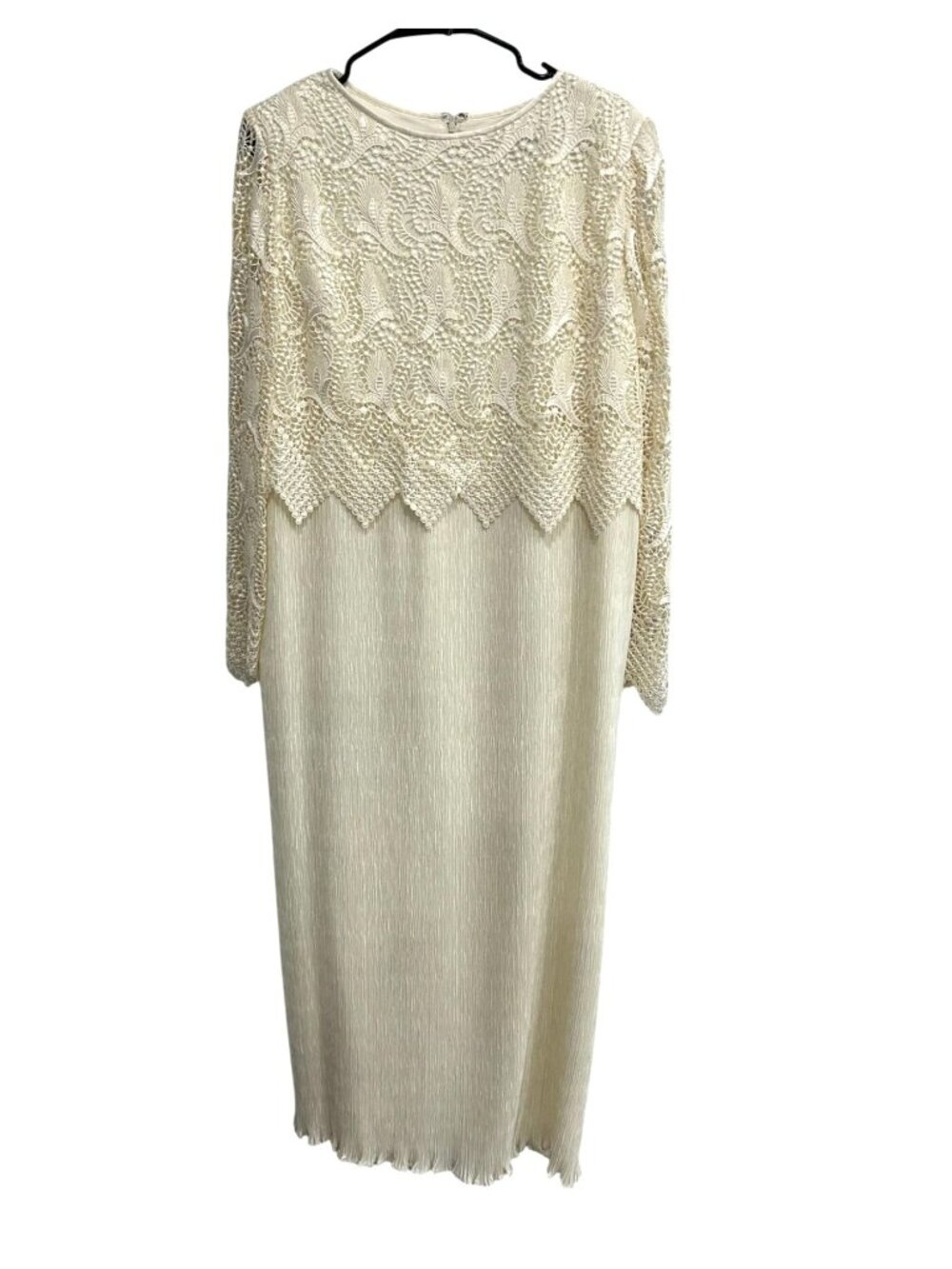 Cattiva New York 16 Beaded Lace Midi Dress Ivory Union Made Vintage Romanticcore